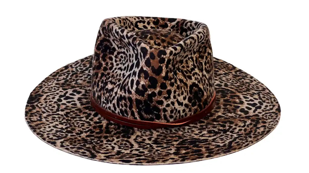 Amazonia – Pălărie Fedora din pâslă din blană cu imprimeu animal lucrată manual: Pălărie unisex cu bor larg