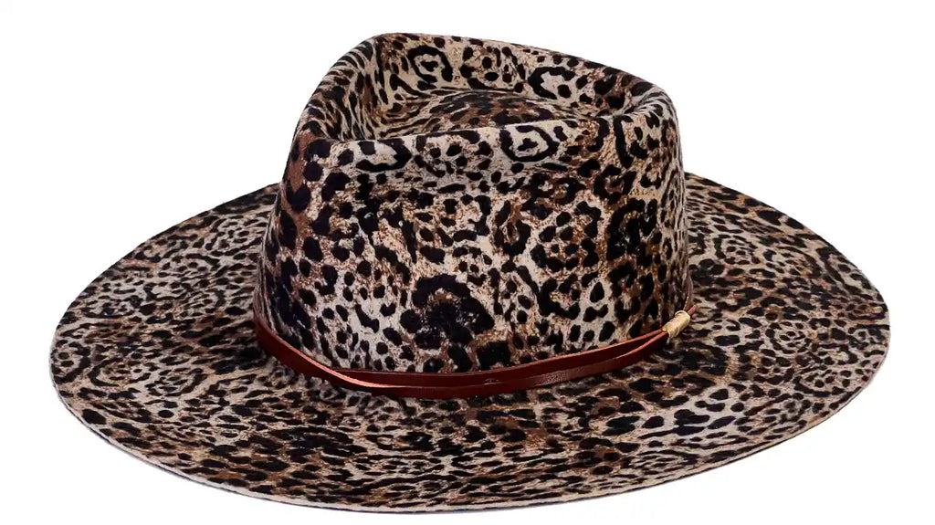 Amazonia – Pălărie Fedora din pâslă din blană cu imprimeu animal lucrată manual: Pălărie unisex cu bor larg