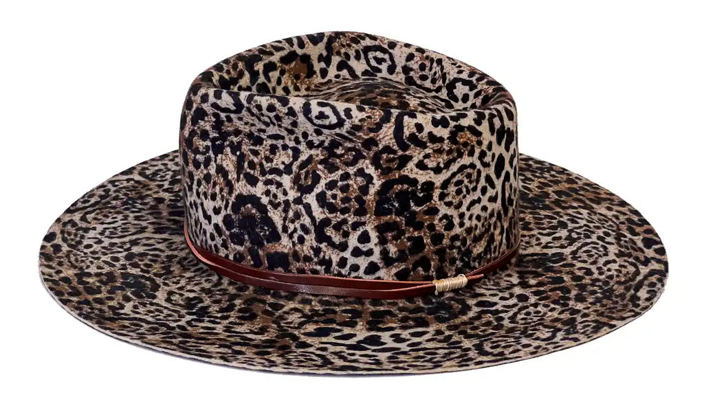 Amazonia – Pălărie Fedora din pâslă din blană cu imprimeu animal lucrată manual: Pălărie unisex cu bor larg
