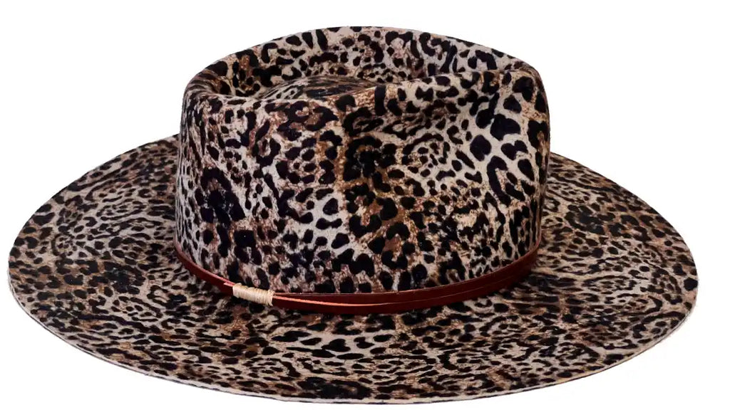 Amazonia – Pălărie Fedora din pâslă din blană cu imprimeu animal lucrată manual: Pălărie unisex cu bor larg