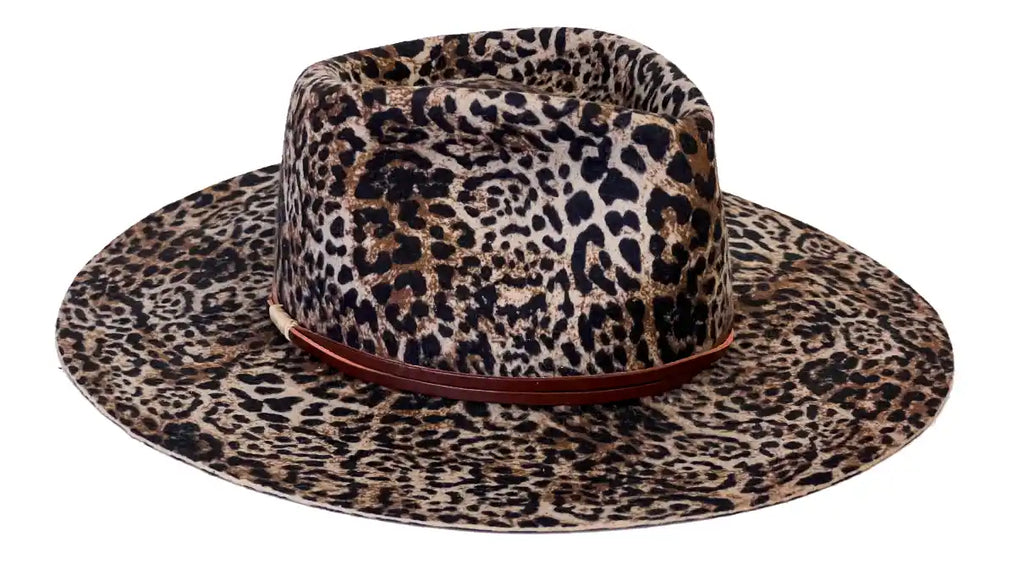 Amazonia – Pălărie Fedora din pâslă din blană cu imprimeu animal lucrată manual: Pălărie unisex cu bor larg
