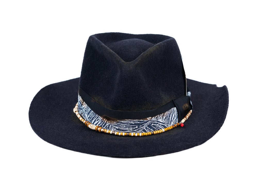 High Stakes – Deep blue Felt Hat with Playing Card Detail - size 56