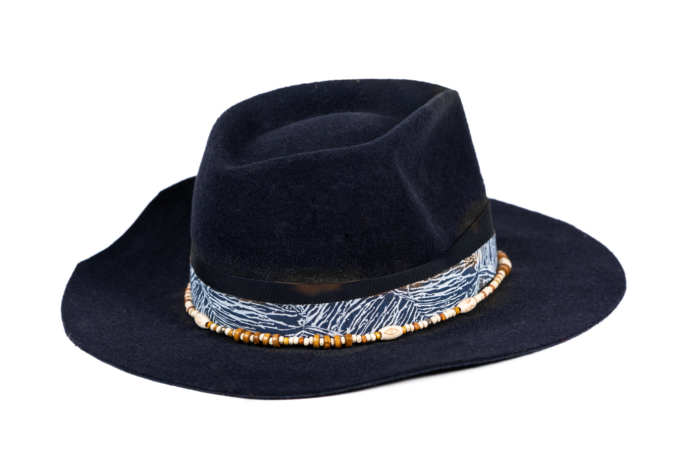 High Stakes – Deep blue Felt Hat with Playing Card Detail - size 56