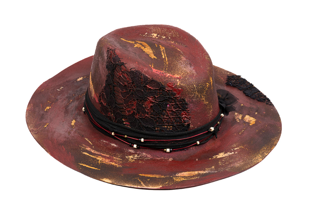 Scarlet – Handcrafted Distressed Felt Fedora