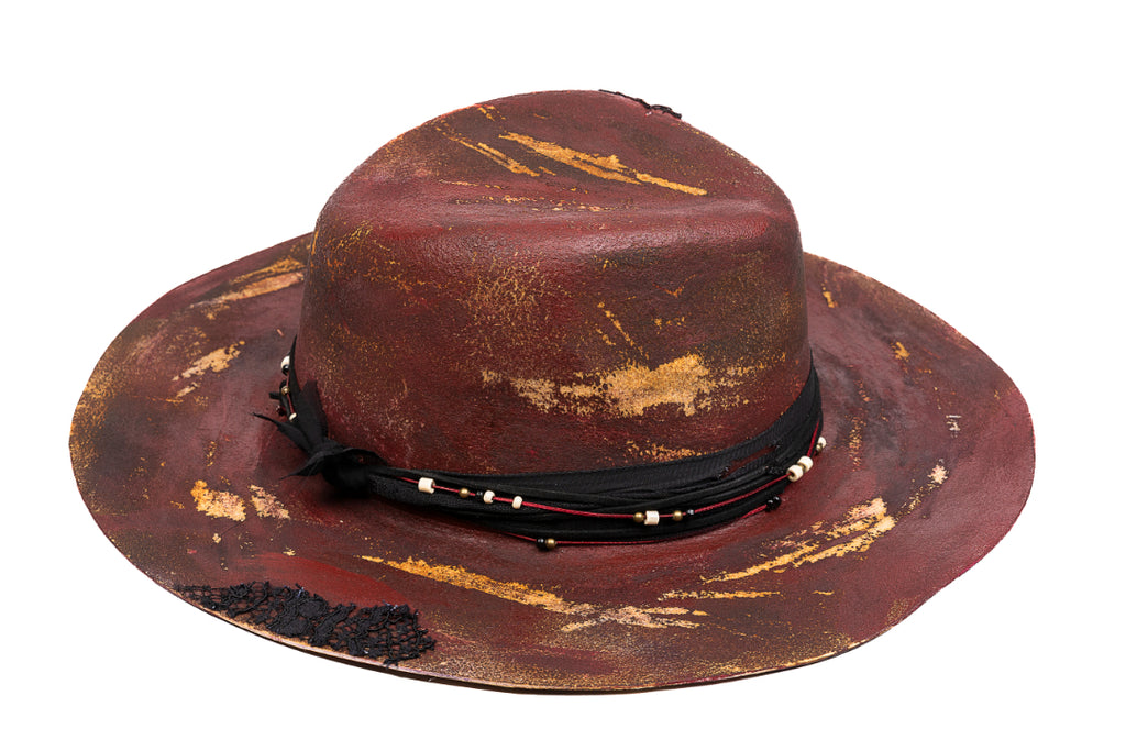 Scarlet – Handcrafted Distressed Felt Fedora