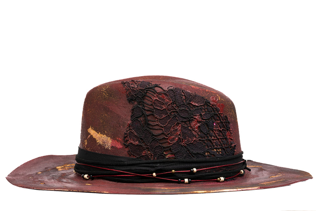 Scarlet – Handcrafted Distressed Felt Fedora