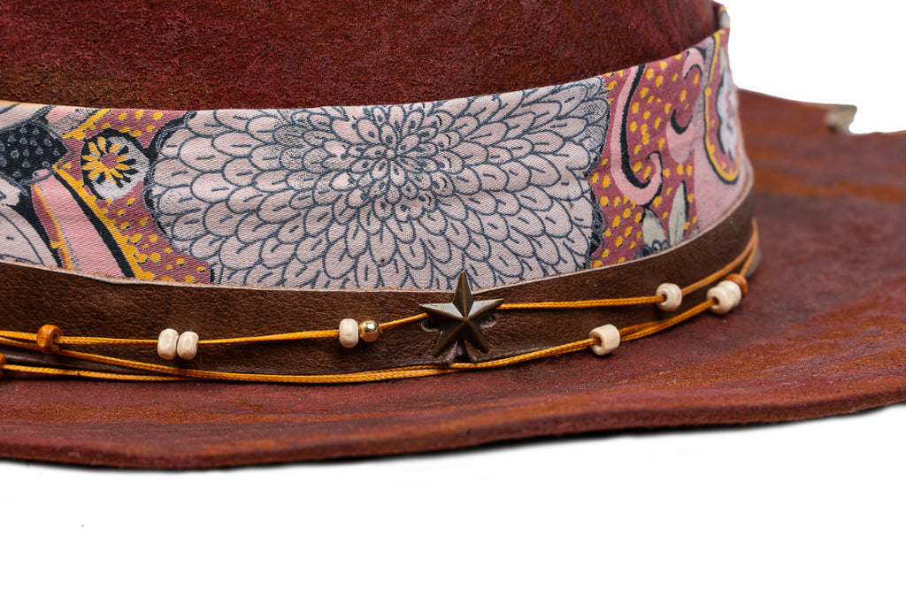 Mariposa – Distressed Terracotta Fedora with Brass Accents