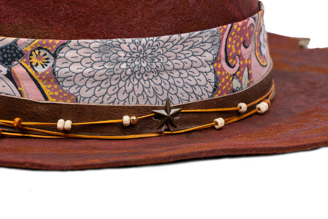 Mariposa – Distressed Terracotta Fedora with Brass Accents