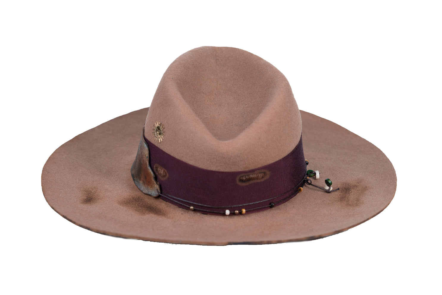 Vanguard – Distressed Brown Felt Hat with Leather Detail - size 55