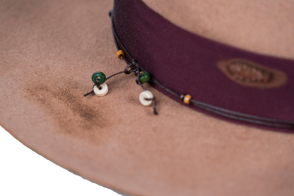 Vanguard – Distressed Brown Felt Hat with Leather Detail - size 55