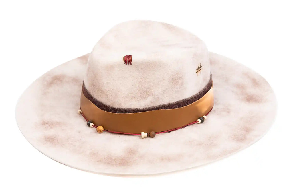 Dune – Handcrafted Wide-Brim Fedora Hat in Sandy Tones