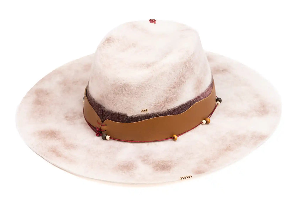 Dune – Handcrafted Wide-Brim Fedora Hat in Sandy Tones