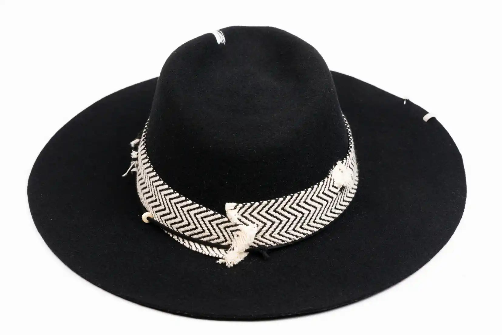 Linea – Black Fedora with Chevron Band & Silver Details