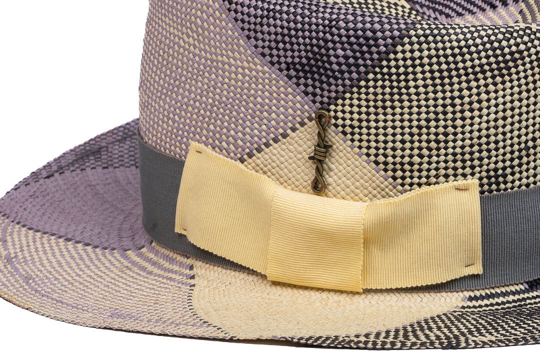 Mosaic – Geometric Patchwork Straw Fedora - size 58