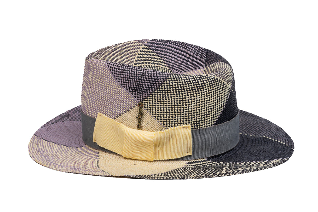 Mosaic – Geometric Patchwork Straw Fedora - size 58