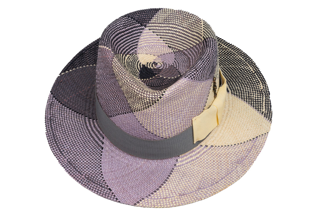 Mosaic – Geometric Patchwork Straw Fedora - size 58