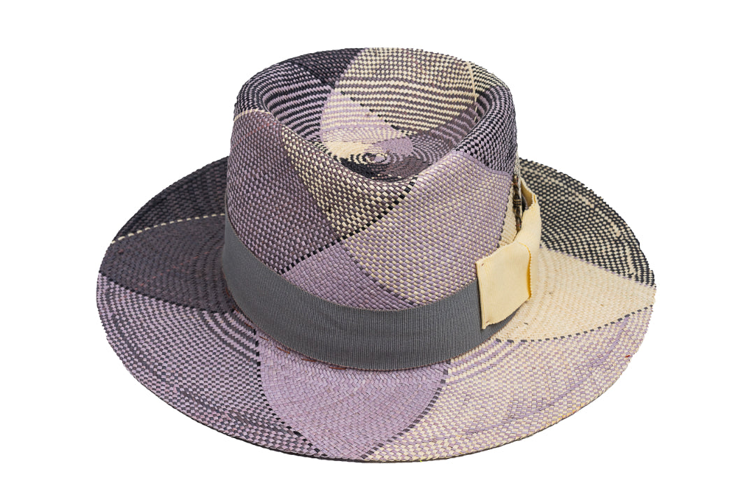 Mosaic – Geometric Patchwork Straw Fedora - size 58