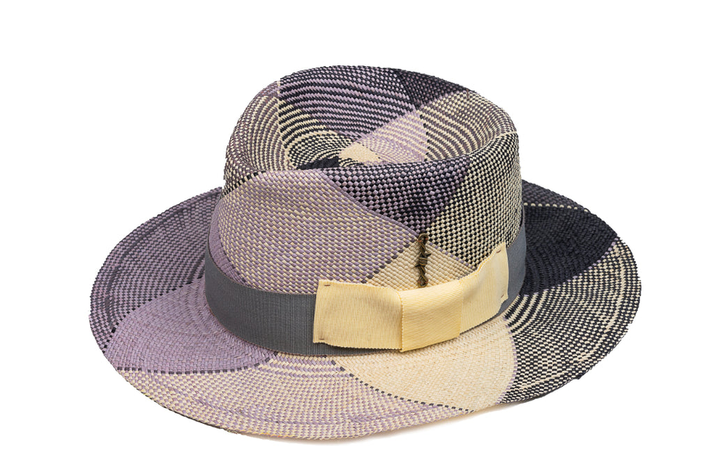 Mosaic – Geometric Patchwork Straw Fedora - size 58