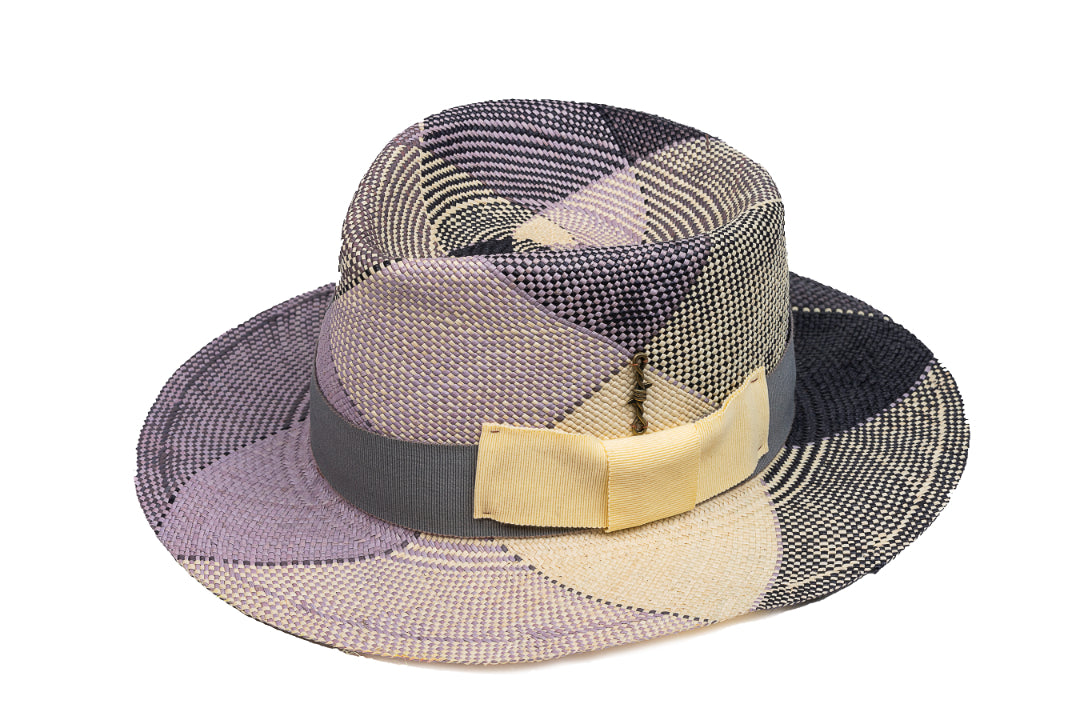 Mosaic – Geometric Patchwork Straw Fedora - size 58