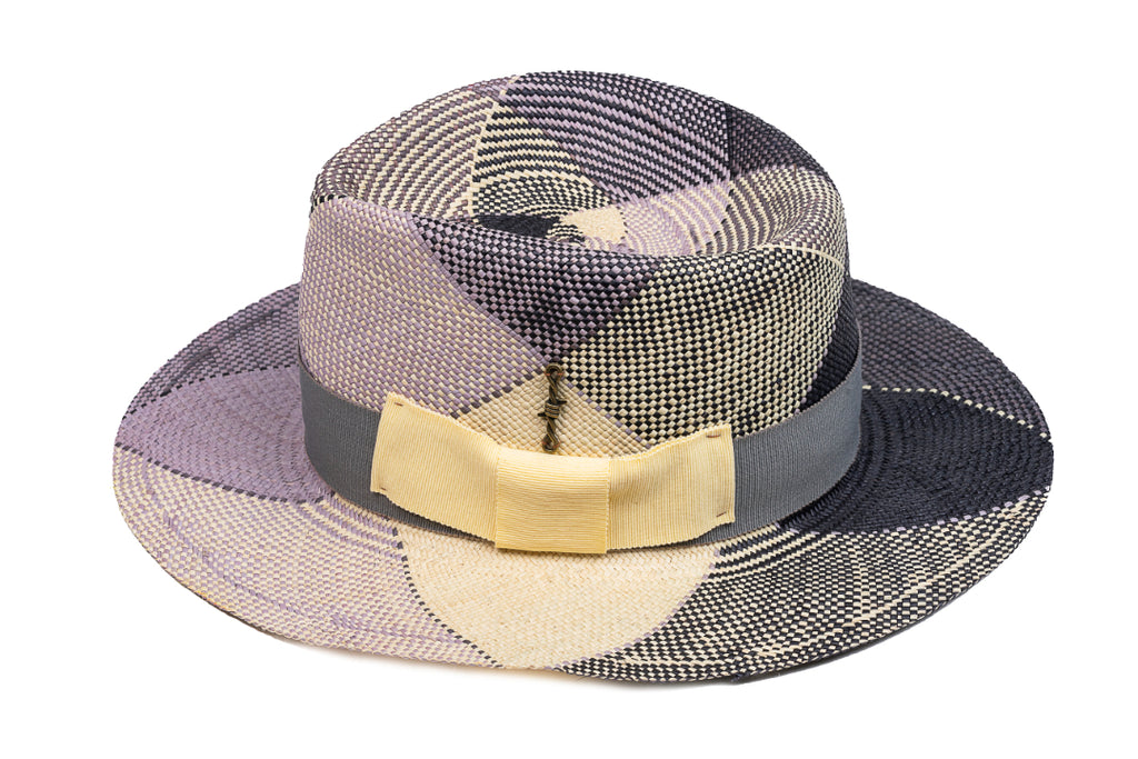 Mosaic – Geometric Patchwork Straw Fedora - size 58