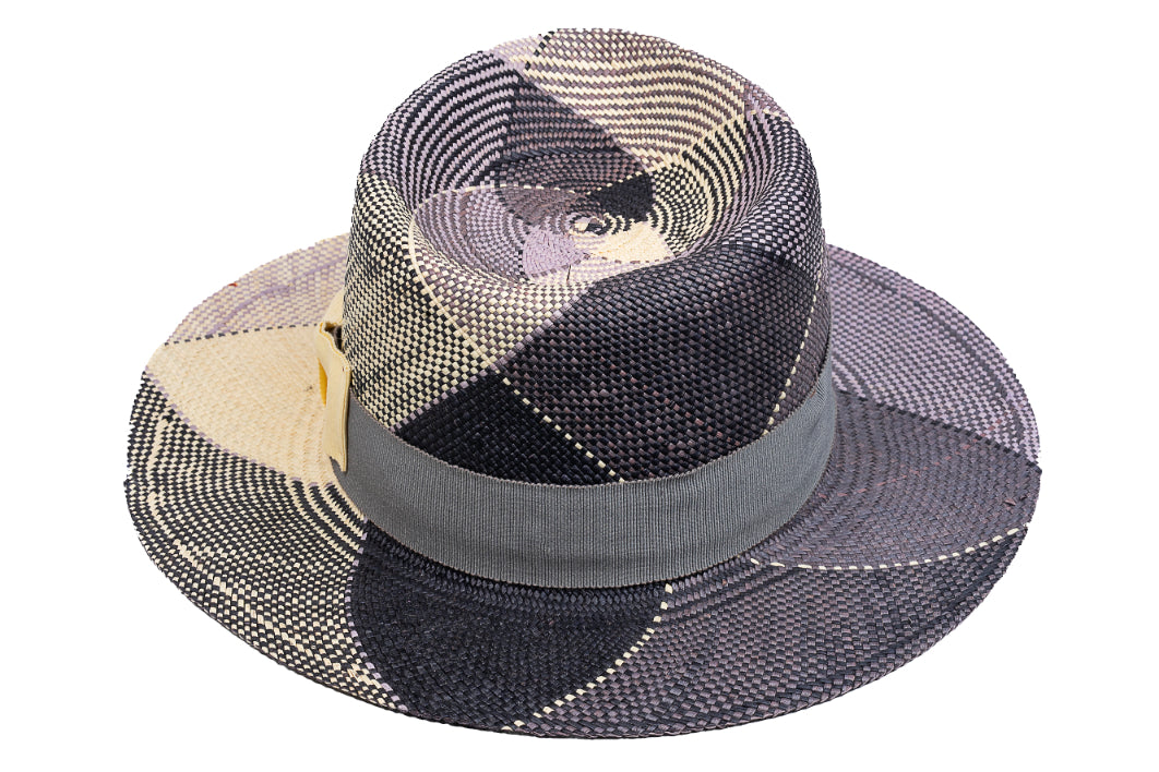Mosaic – Geometric Patchwork Straw Fedora - size 58