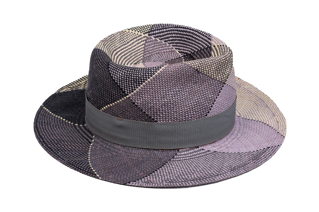 Mosaic – Geometric Patchwork Straw Fedora - size 58
