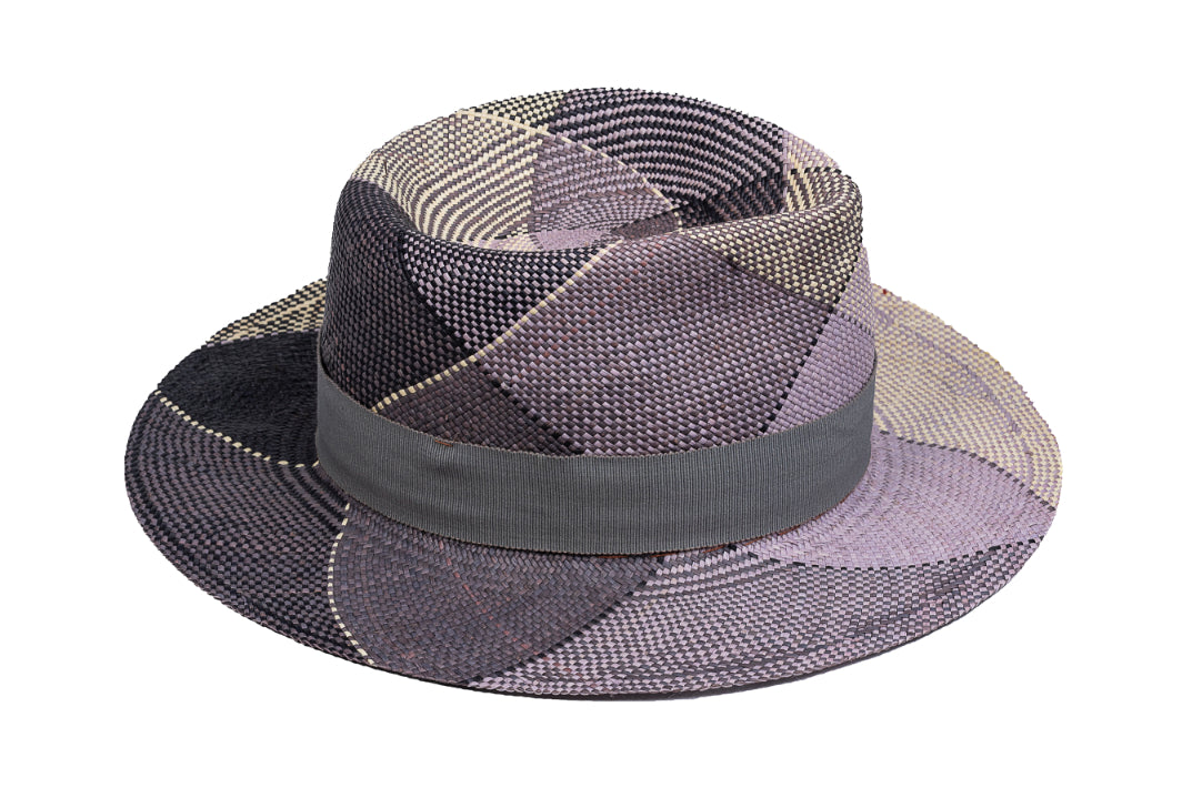 Mosaic – Geometric Patchwork Straw Fedora - size 58