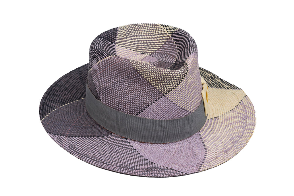 Mosaic – Geometric Patchwork Straw Fedora - size 58