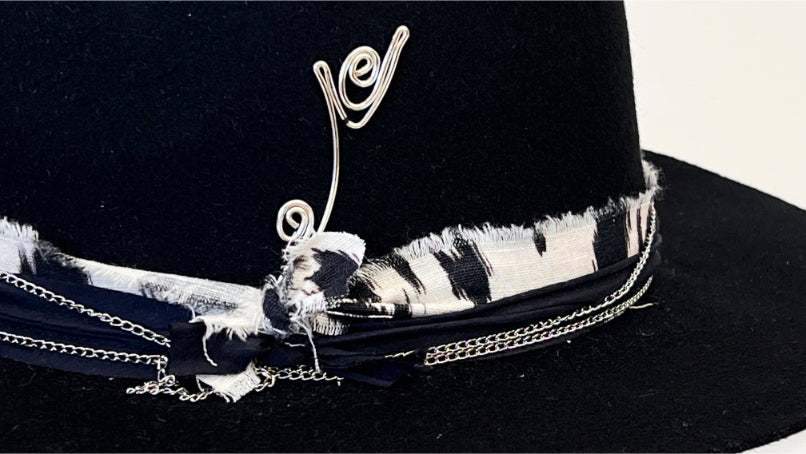 Rebellion — Handcrafted Black Fedora with Metal Details & Distressed Band