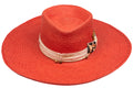 Saffron – Hand-Woven Straw Boater with Leopard & Bee Accents