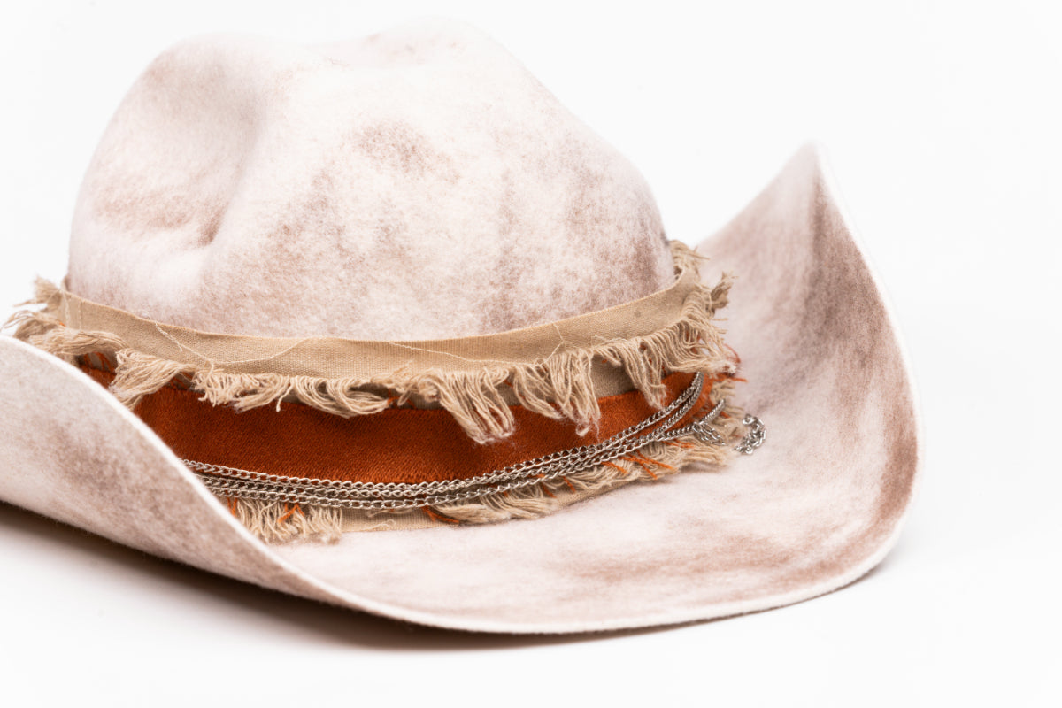 Sonora – Handmade Distressed Beige Fedora Hat