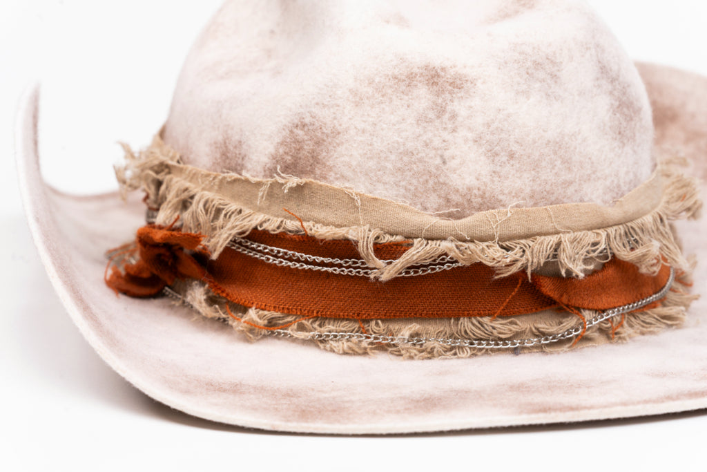 Sonora – Handmade Distressed Beige Fedora Hat