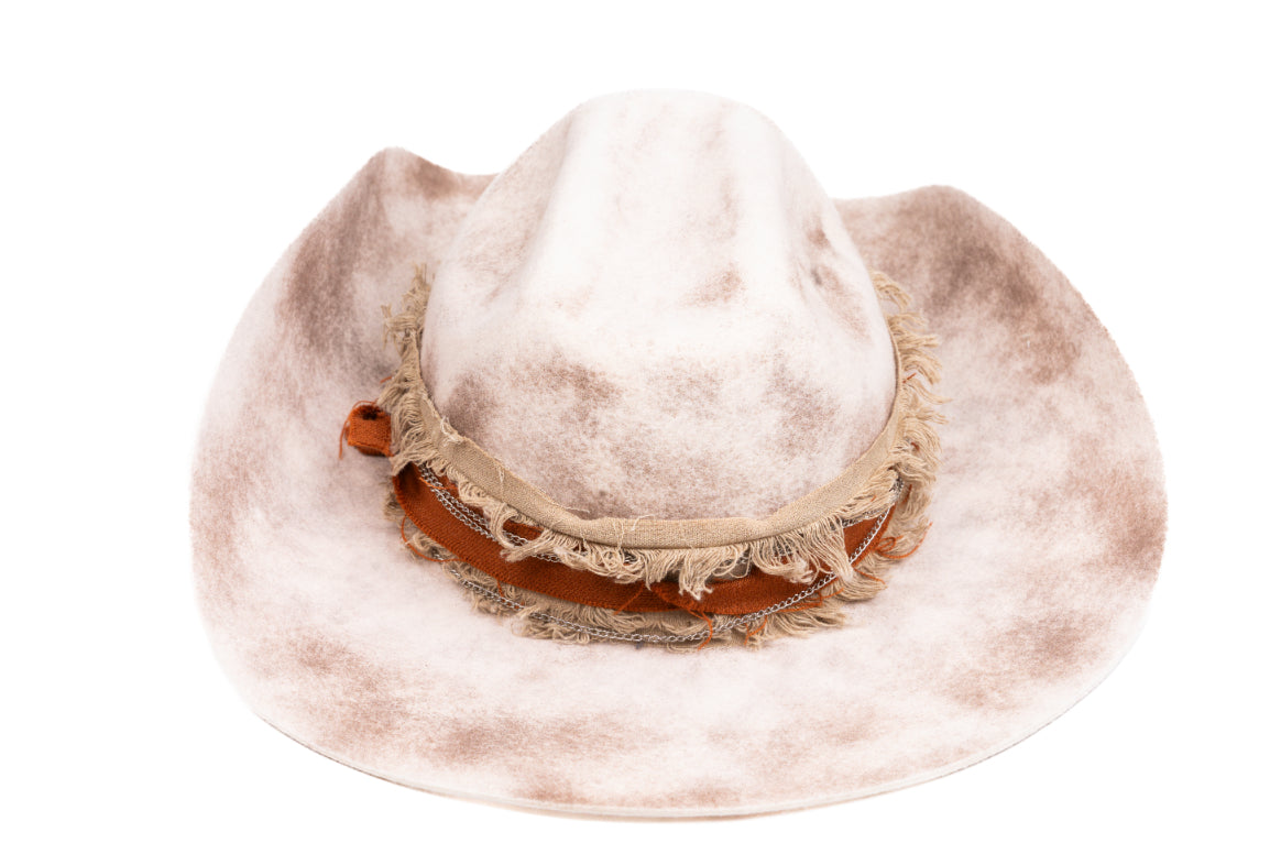 Sonora – Handmade Distressed Beige Fedora Hat