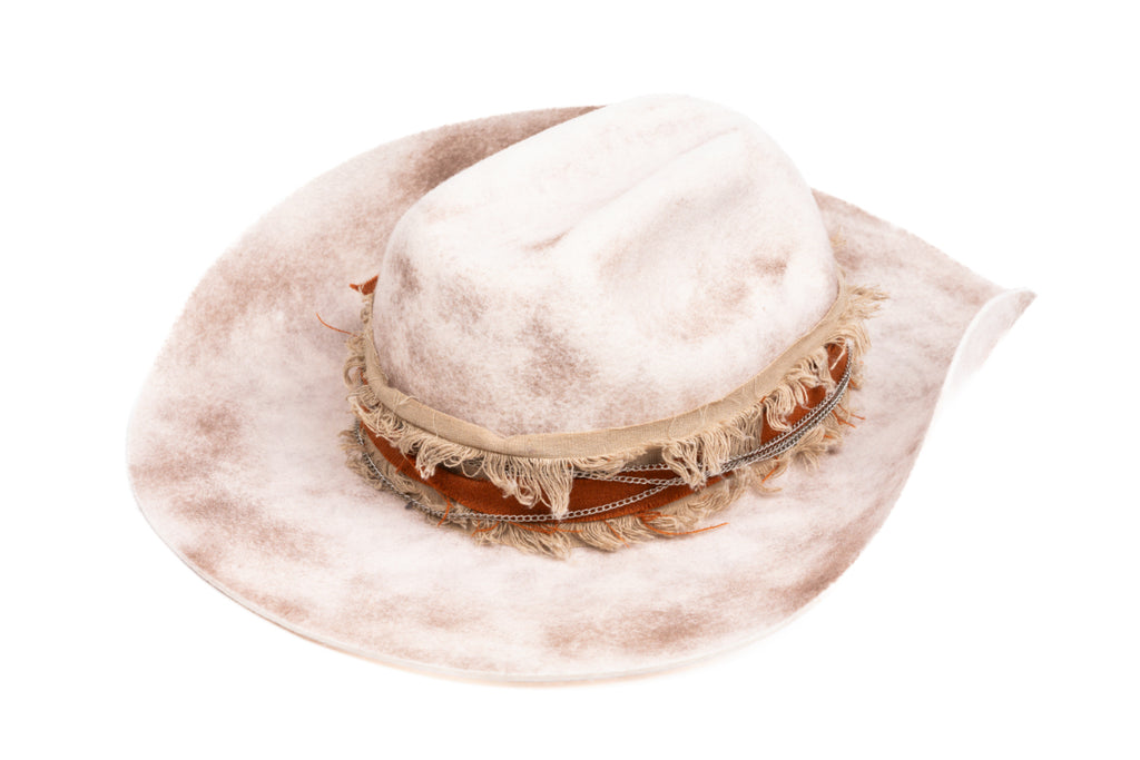 Sonora – Handmade Distressed Beige Fedora Hat