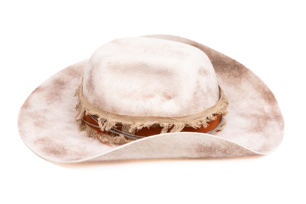 Sonora – Handmade Distressed Beige Fedora Hat