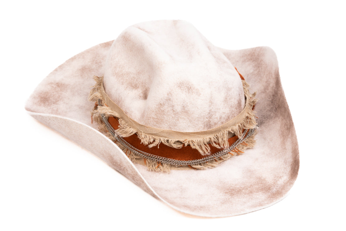 Sonora – Handmade Distressed Beige Fedora Hat