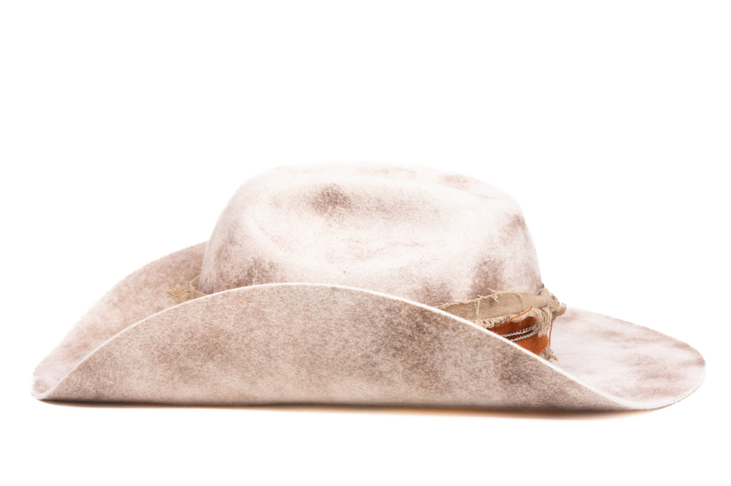 Sonora – Handmade Distressed Beige Fedora Hat