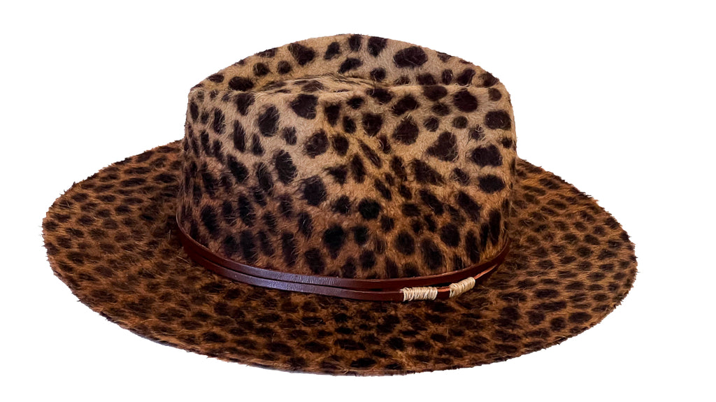 WILD MIRAGE — Handmade Leopard Print Fur Felt Fedora